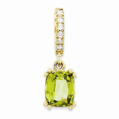 14k Gold Diamond and Peridot pendant, Alluring Pendants for Necklace