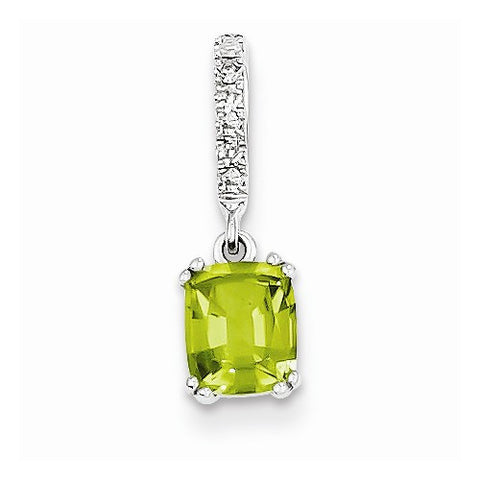 14k White Gold Diamond and Peridot pendant, Appealing Pendants for Necklace