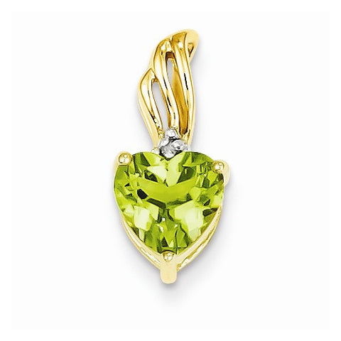 14k Gold Diamond and Peridot Heart pendant, Dazzling Pendants for Necklace