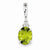 14k White Gold Diamond and Peridot Oval pendant, Pendants for Necklace