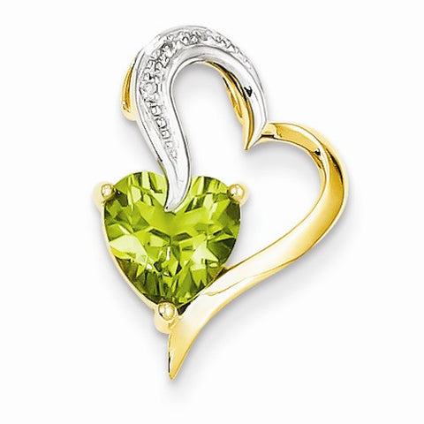 14k Gold Diamond and Peridot Heart pendant, Classy Pendants for Necklace