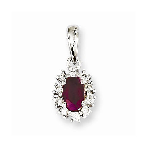 14k White Gold Diamond & Ruby Pendant, Dazzling Pendants for Necklace