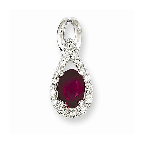 14k White Gold Diamond & Ruby pendant, Pretty Pendants for Necklace