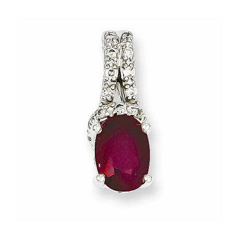 14k White Gold Diamond & Ruby pendant, Beautiful Pendants for Necklace