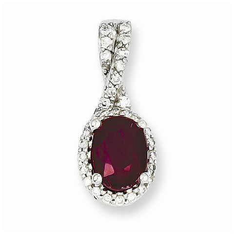 14k White Gold Diamond & Ruby pendant, Exquisite Pendants for Necklace