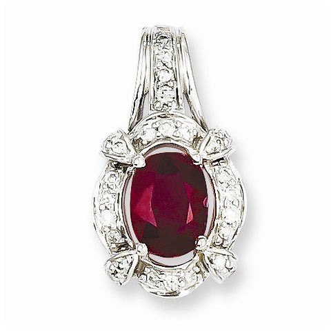 14k White Gold Diamond & Ruby pendant, Pendants for Necklace
