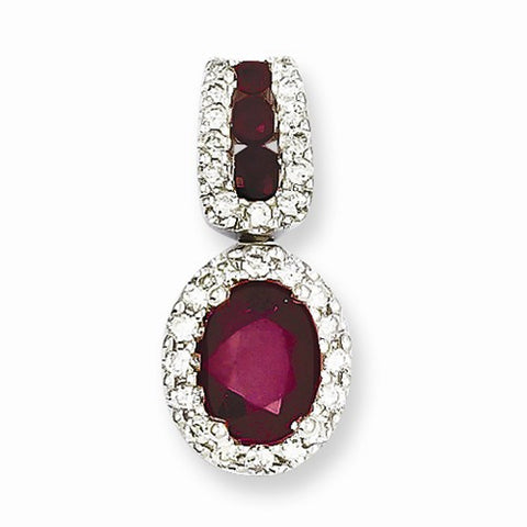 14k White Gold Diamond & Ruby pendant, Stylish Pendants for Necklace