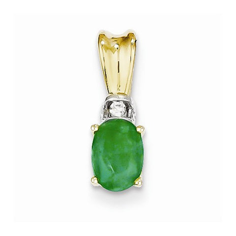 14k Gold Two-tone Diamond & Emerald Pendant, Pendants for Necklace