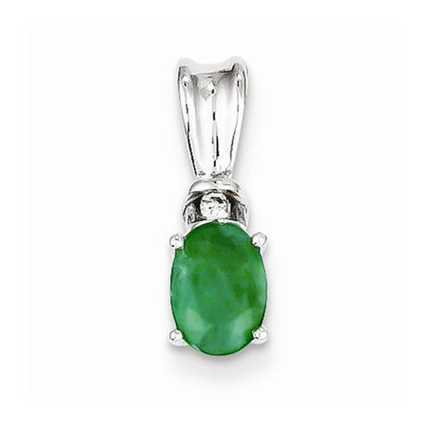 14k White Gold Diamond & Emerald pendant, Appealing Pendants for Necklace