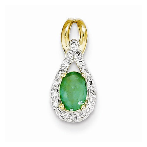 14k Gold Diamond & Emerald pendant, Charm