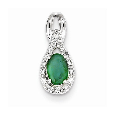 14k White Gold Diamond & Emerald pendant, Adorable Pendants for Necklace
