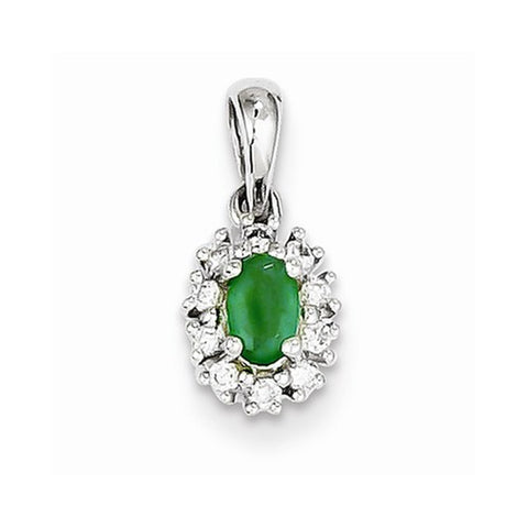 14k White Gold Diamond & Emerald pendant, Beautiful Pendants for Necklace