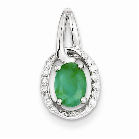 14k White Gold Diamond & Emerald pendant, Exquisite Pendants for Necklace