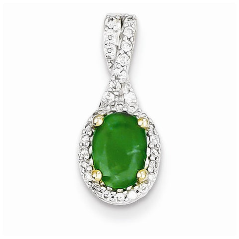 14k Gold Diamond & Emerald pendant, Fine Pendants for Necklace