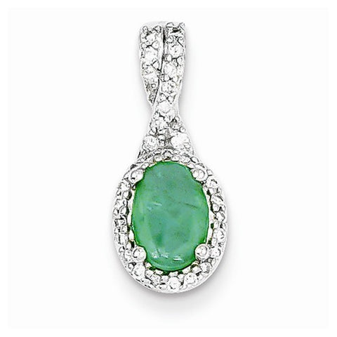 14k White Gold Diamond & Emerald pendant, Pendants for Necklace