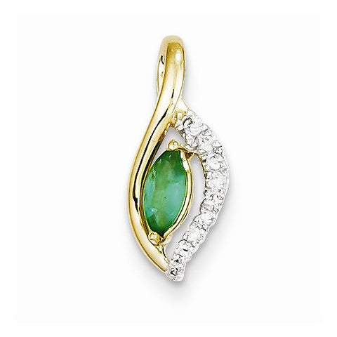14k Gold Diamond & Emerald Pendant, Adorable Pendants for Necklace