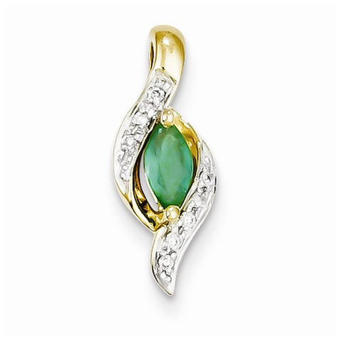 14k Gold Diamond & Emerald Pendant, Beautiful Pendants for Necklace