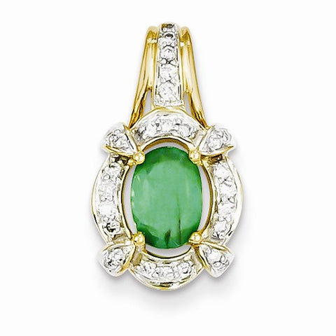 14k Gold Diamond & Emerald Pendant, Classy Pendants for Necklace