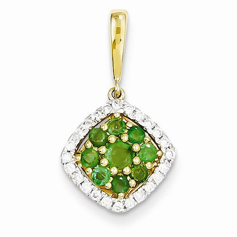 14k Gold Diamond & Emerald Pendant, Adorable Pendants for Necklace