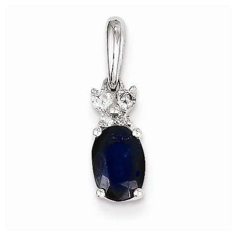 14k White Gold Diamond & Sapphire pendant, Gorgeous Pendants for Necklace