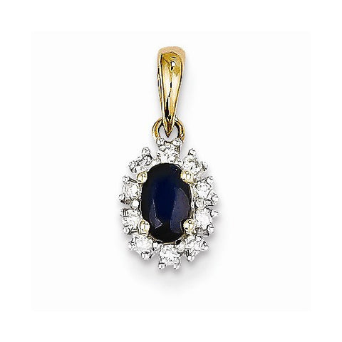 14k Gold Two Toned Diamond & Sapphire Pendant, Pendants for Necklace