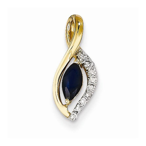 14k Gold Diamond & Sapphire Pendant, Stylish Pendants for Necklace