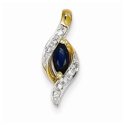 14k Gold Diamond & Sapphire Pendant, Alluring Pendants for Necklace