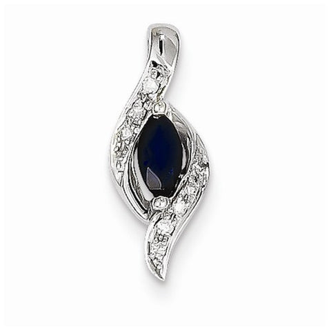14k White Gold Diamond & Sapphire Pendant, Appealing Pendants for Necklace