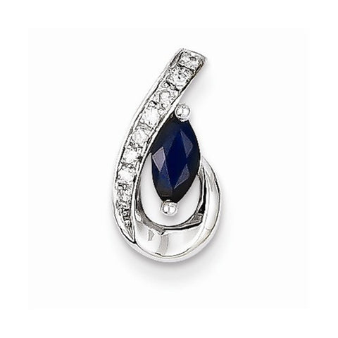 14k White Gold Diamond & Sapphire Slide Pendant, Pendants for Necklace