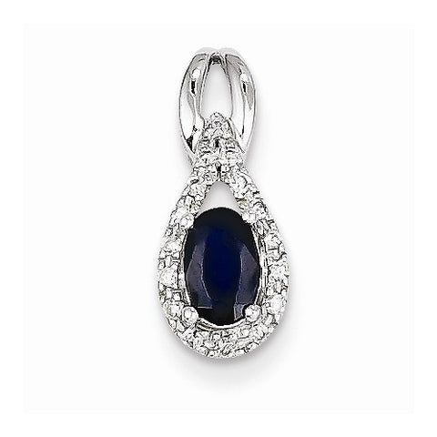 14k White Gold Diamond & Sapphire pendant, Dazzling Pendants for Necklace