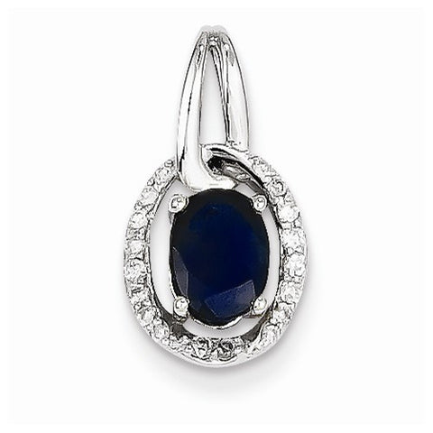 14k White Gold Diamond & Sapphire pendant, Fine Pendants for Necklace