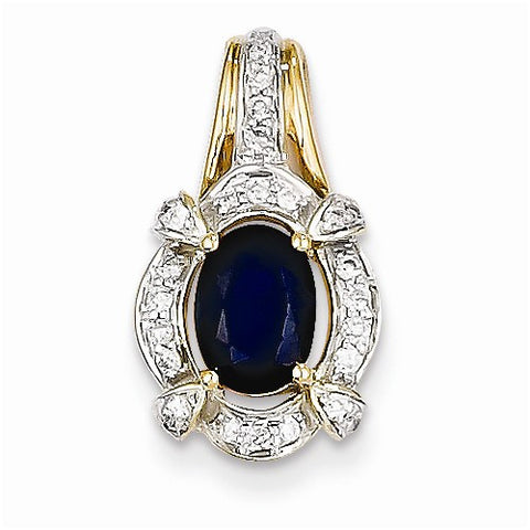 14k Gold Diamond & Sapphire Pendant, Pendants for Necklace