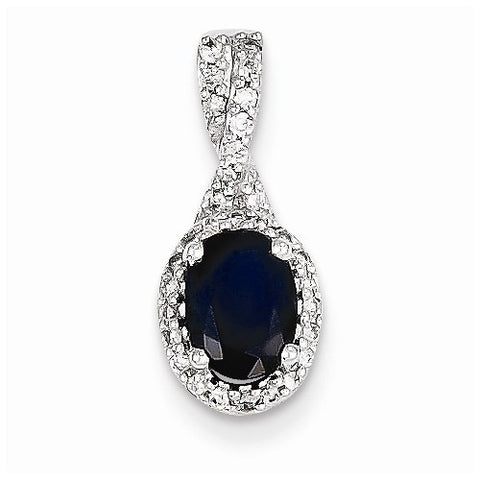 14k White Gold Diamond & Sapphire pendant, Stylish Pendants for Necklace