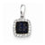 14k White Gold Diamond & Sapphire Square Pendant, Pendants for Necklace