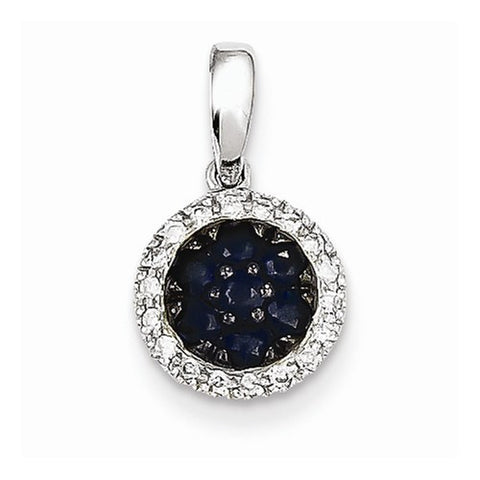 14k White Gold Diamond & Sapphire Circle pendant, Beautiful Pendants for Necklace