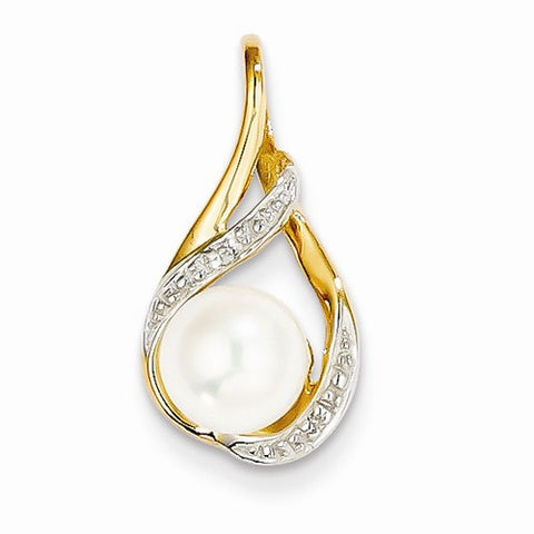 14k Gold Diamond and Freshwater Cultured Pearl pendant, Beautiful Pendants for Necklace