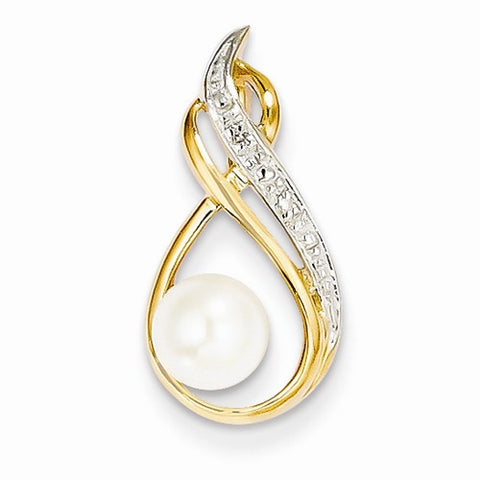 14k Gold Diamond and Freshwater Cultured Pearl pendant, Delightful Pendants for Necklace