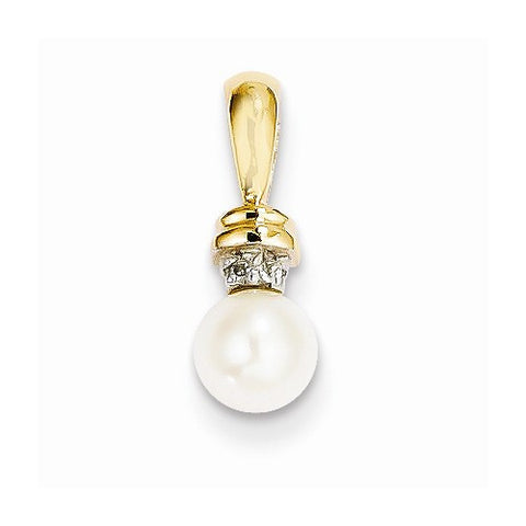14k Gold Diamond and Freshwater Cultured Pearl pendant, Pendants for Necklace
