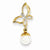 14k Gold Diamond and Freshwater Cultured Pearl Butterfly Pendant, Pendants for Necklace