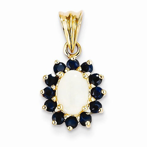 14k Gold Genuine Opal and Sapphire pendant, Stylish Pendants for Necklace
