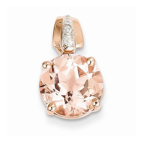 14k Rose Gold Diamond and Morganite Round pendant, Beautiful Pendants for Necklace