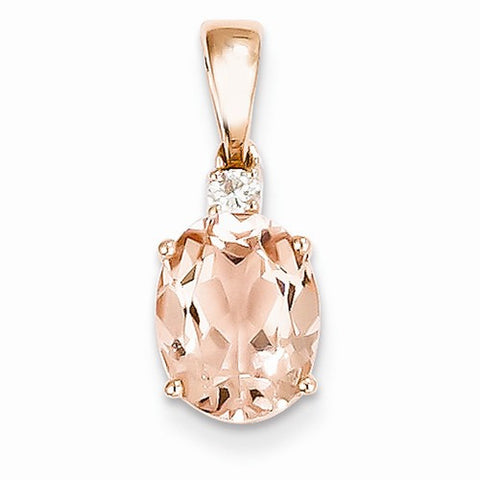 14k Rose Gold Morganite & Diamond pendant, Exquisite Pendants for Necklace