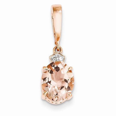 14k Rose Gold Diamond and Morganite pendant, Pretty Pendants for Necklace