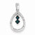 14k White Gold White & Blue Diamond Teardrop Pendant, Quality AA (G-H Color, SI1-SI2 Clarity)