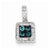 14k White Gold White & Blue Diamond Square Pendant, Quality AA (G-H Color, SI1-SI2 Clarity)