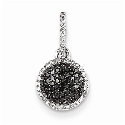 14k White Gold White and black-diamond Pendant, Quality AA (G-H Color, SI1-SI2 Clarity)