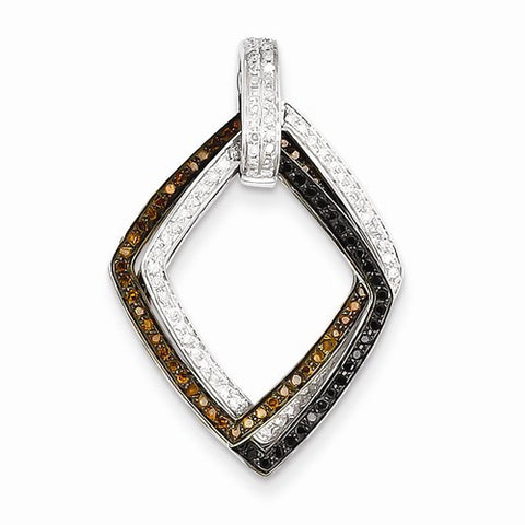 14k Two-tone Gold Black/White/Brown Diamond Moveable Pendant, Quality AA (G-H Color, SI1-SI2 Clarity)