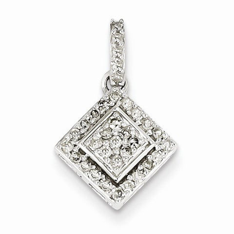 14k White Gold Diamond & Cluster pendant, Classy Pendants for Necklace