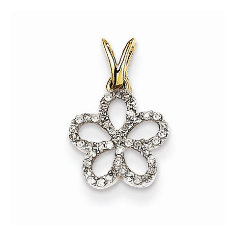 14k Gold Diamond Flower Pendant, Quality AA (G-H Color, SI1-SI2 Clarity)