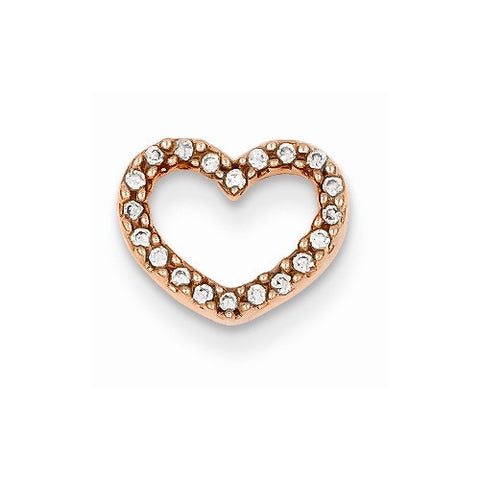 14k Rose Gold Diamond Heart Slide Pendant, Quality AA (G-H Color, SI1-SI2 Clarity)